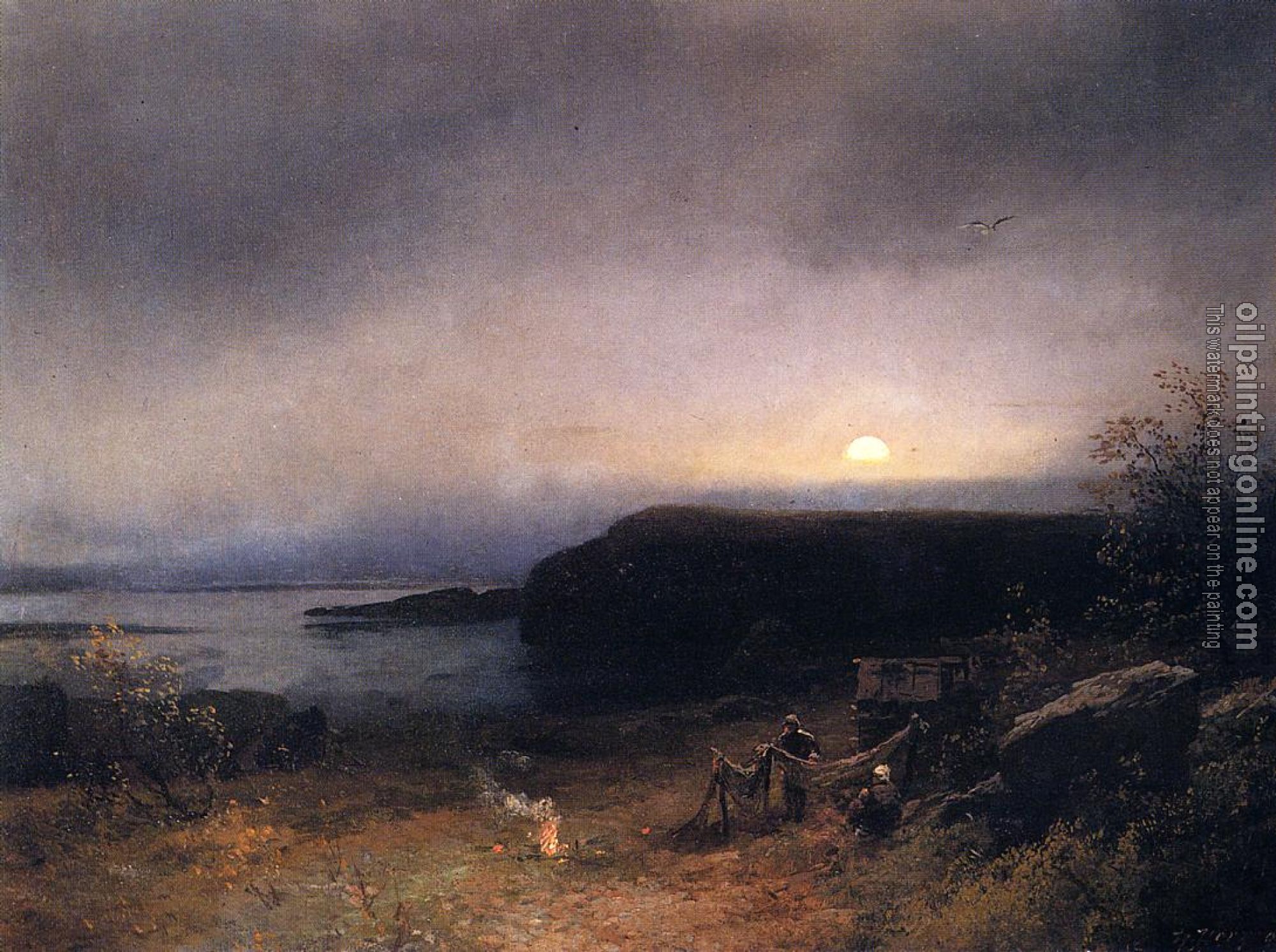 Herman Herzog - Campfire in Moonlight